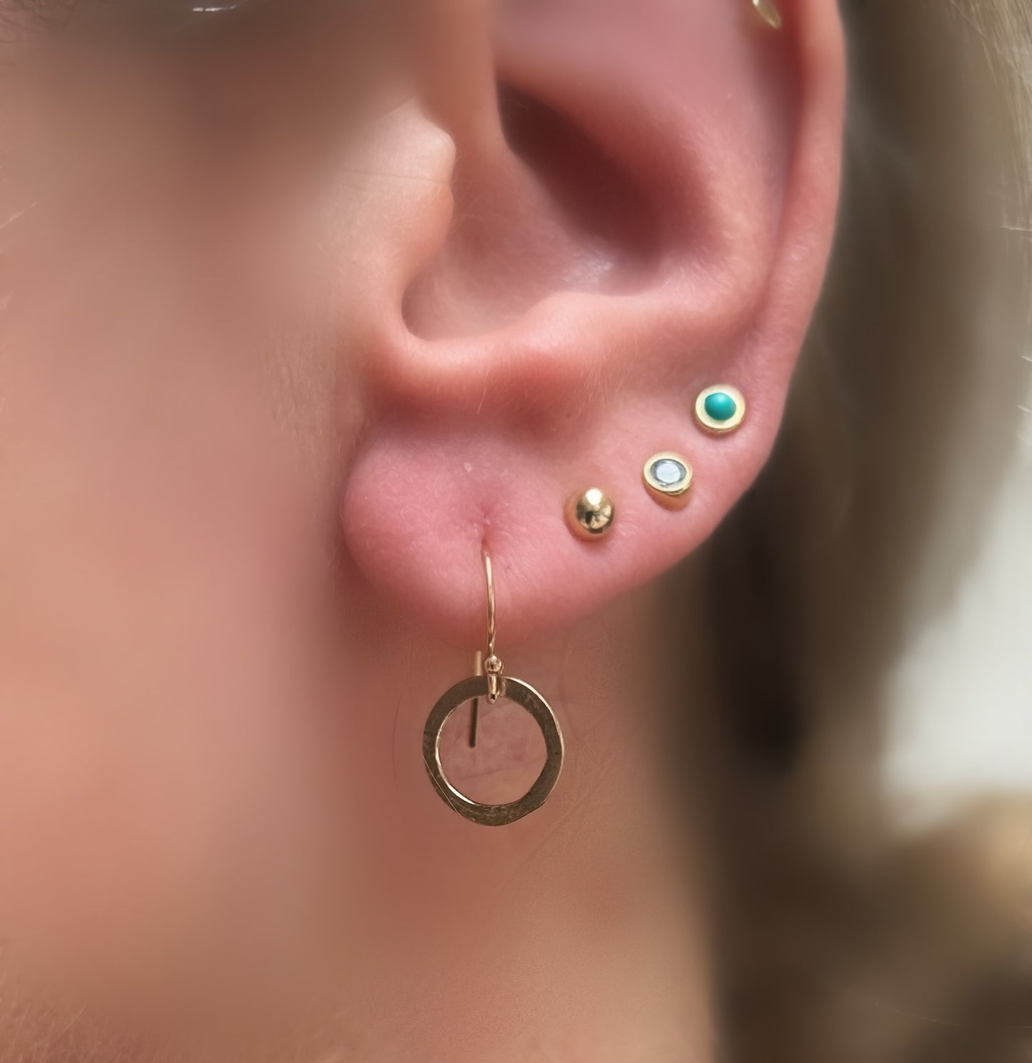 Small gold plated simple hoop drop earrings