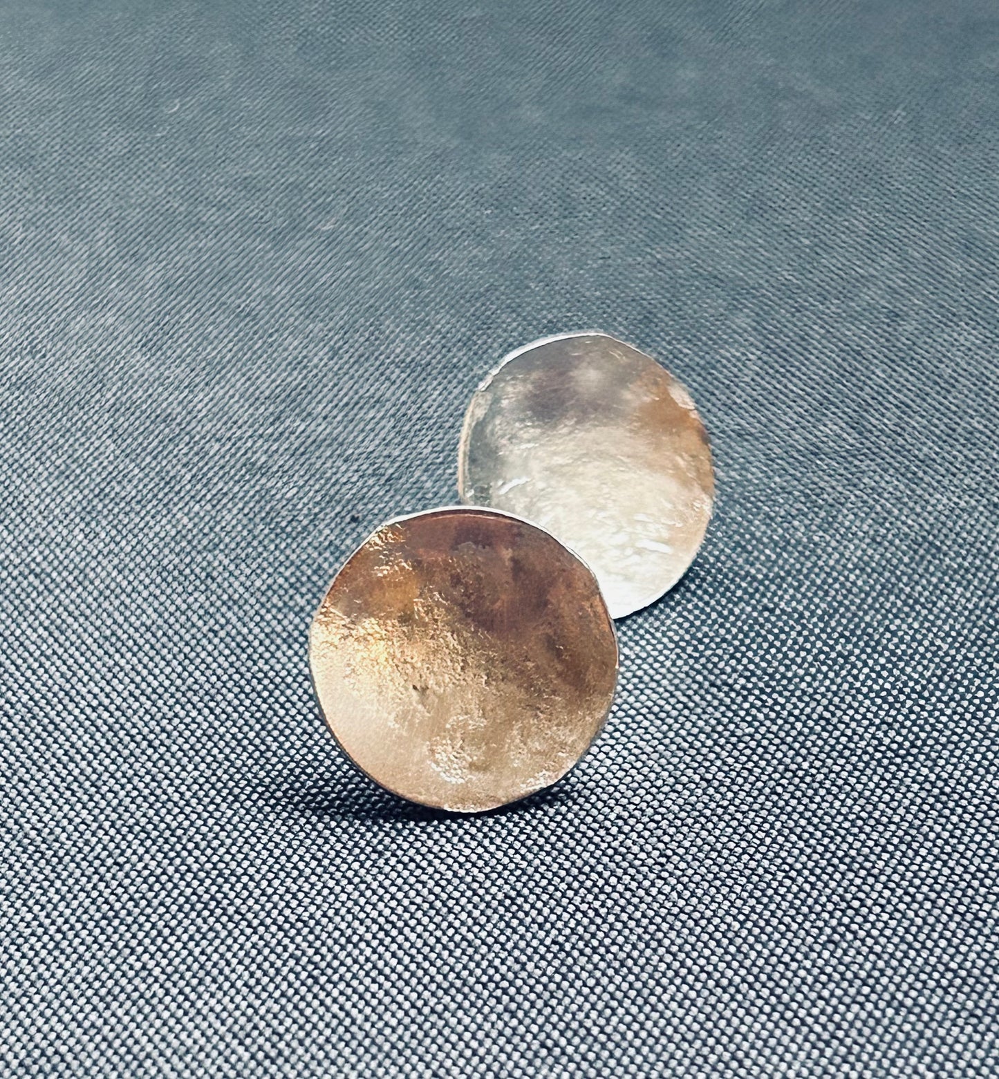 Concave Hammered circle stud earrings
