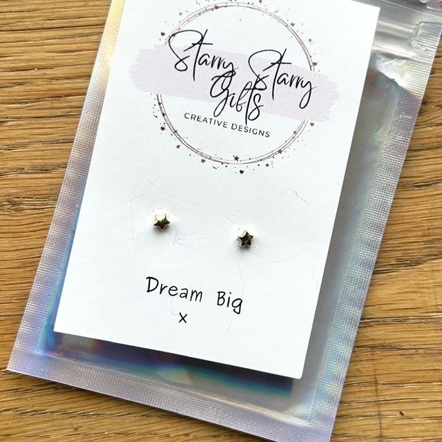 tiny star gold and silver stud earrings