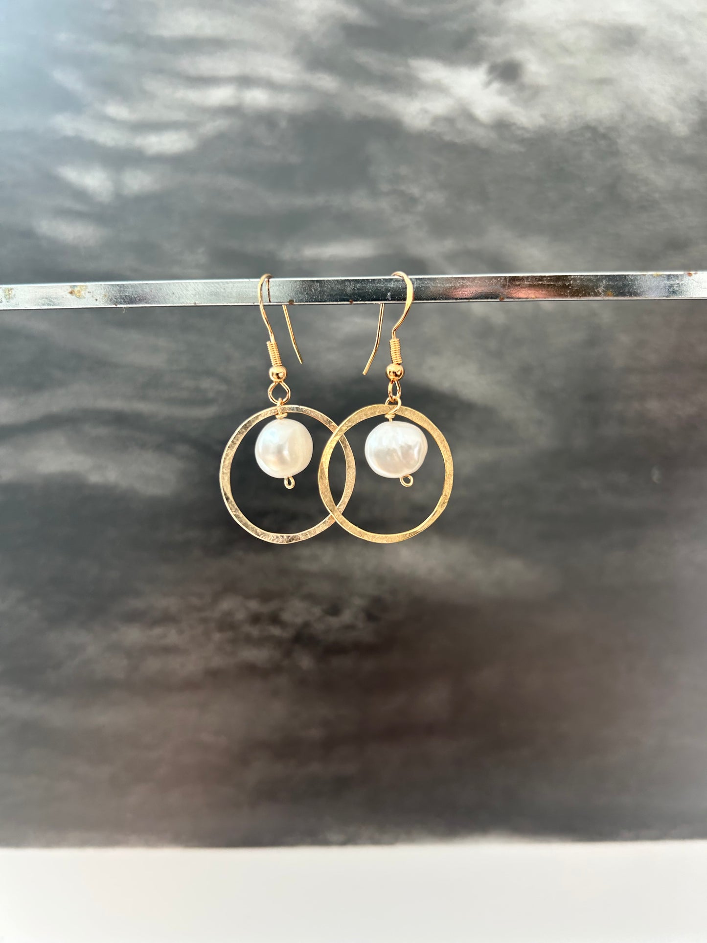 gold plated hoop earrings with semi precious stones