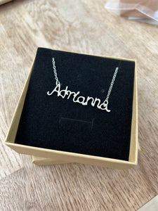 Silver 'Handwritten' Name Necklace - 7 - 10 letters
