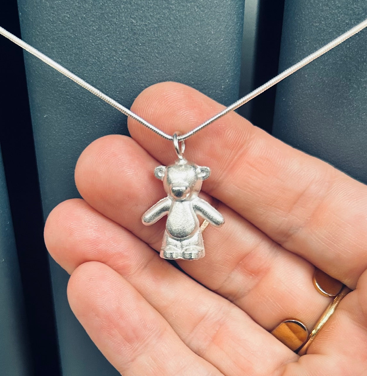 silver lego teddy pendant