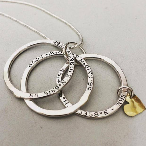 triple hoop and gold heart necklace
