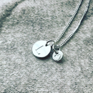 initial disc and heart disc pendant