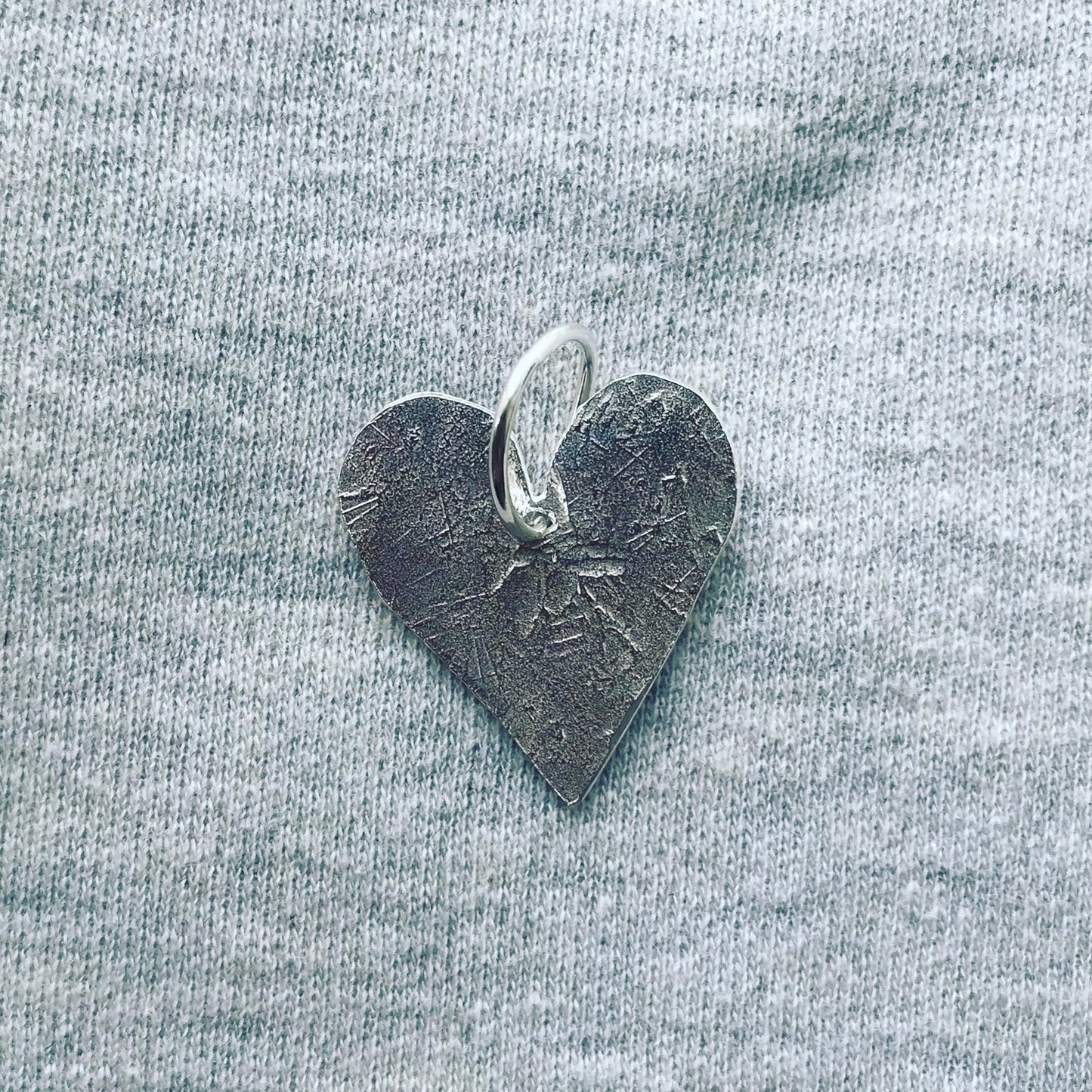 silver hammered heart charm