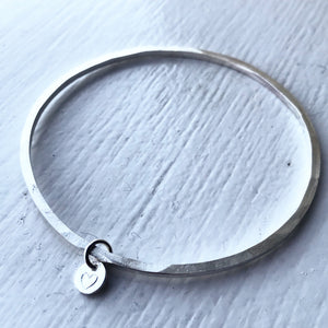 hammered bangle with heart detail