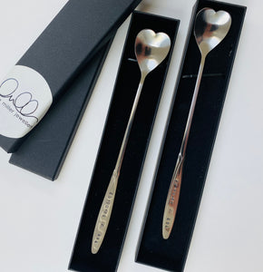 Set of two heart wedding spoons