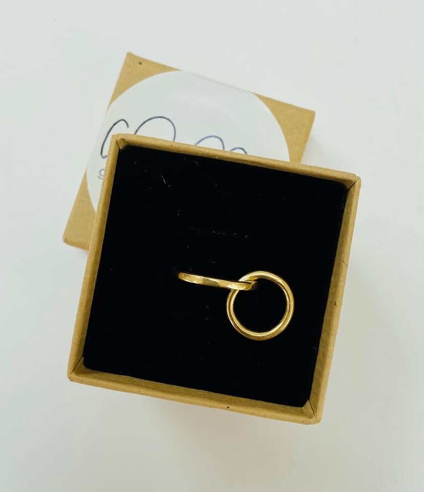 The 'Lara' - 9ct gold hoop charm ring