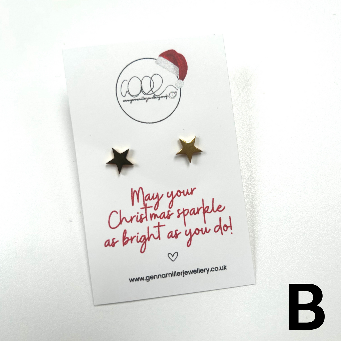 Personalised Christmas Message Card with Stud Earrings - please email me your requested message.