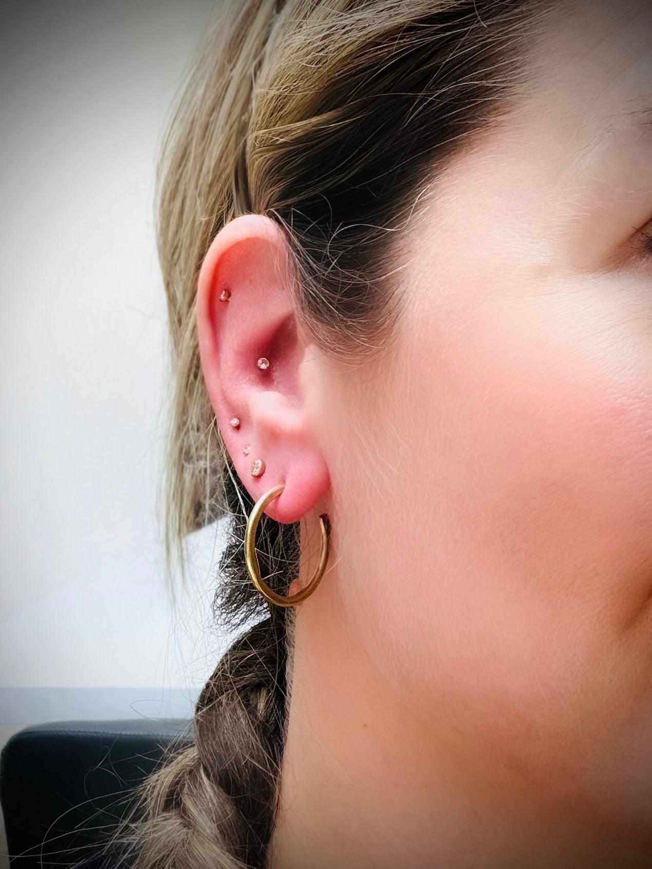 Small hammered gold plated silver hoop earrings