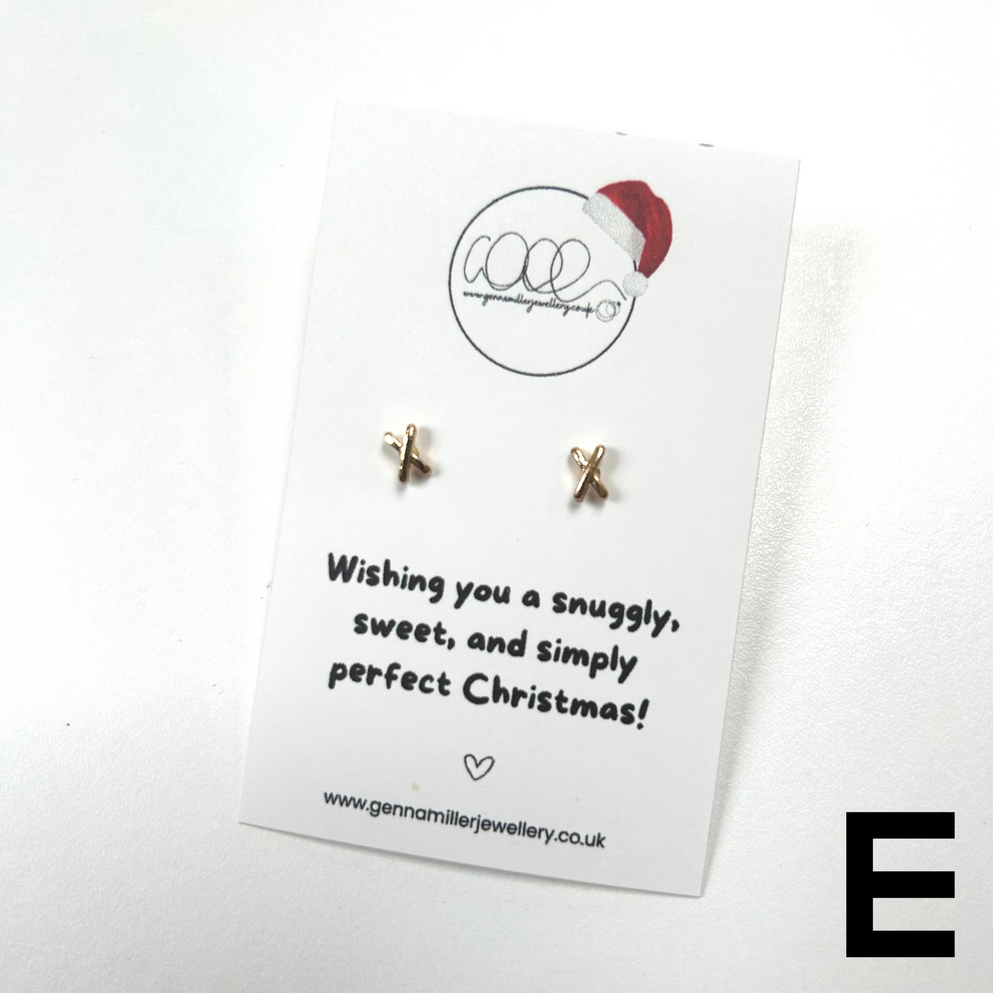 Personalised Christmas Message Card with Stud Earrings - please email me your requested message.