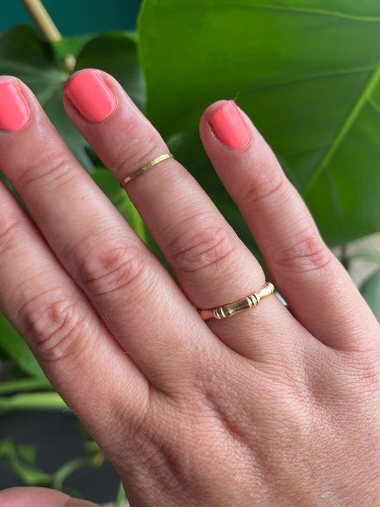 Hammered gold plated mid finger ring