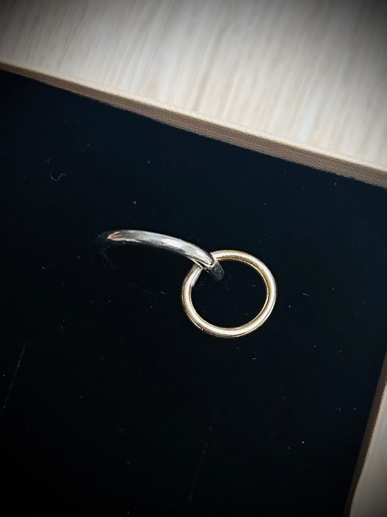 The 'Lara' - Silver and brass mix hoop charm ring