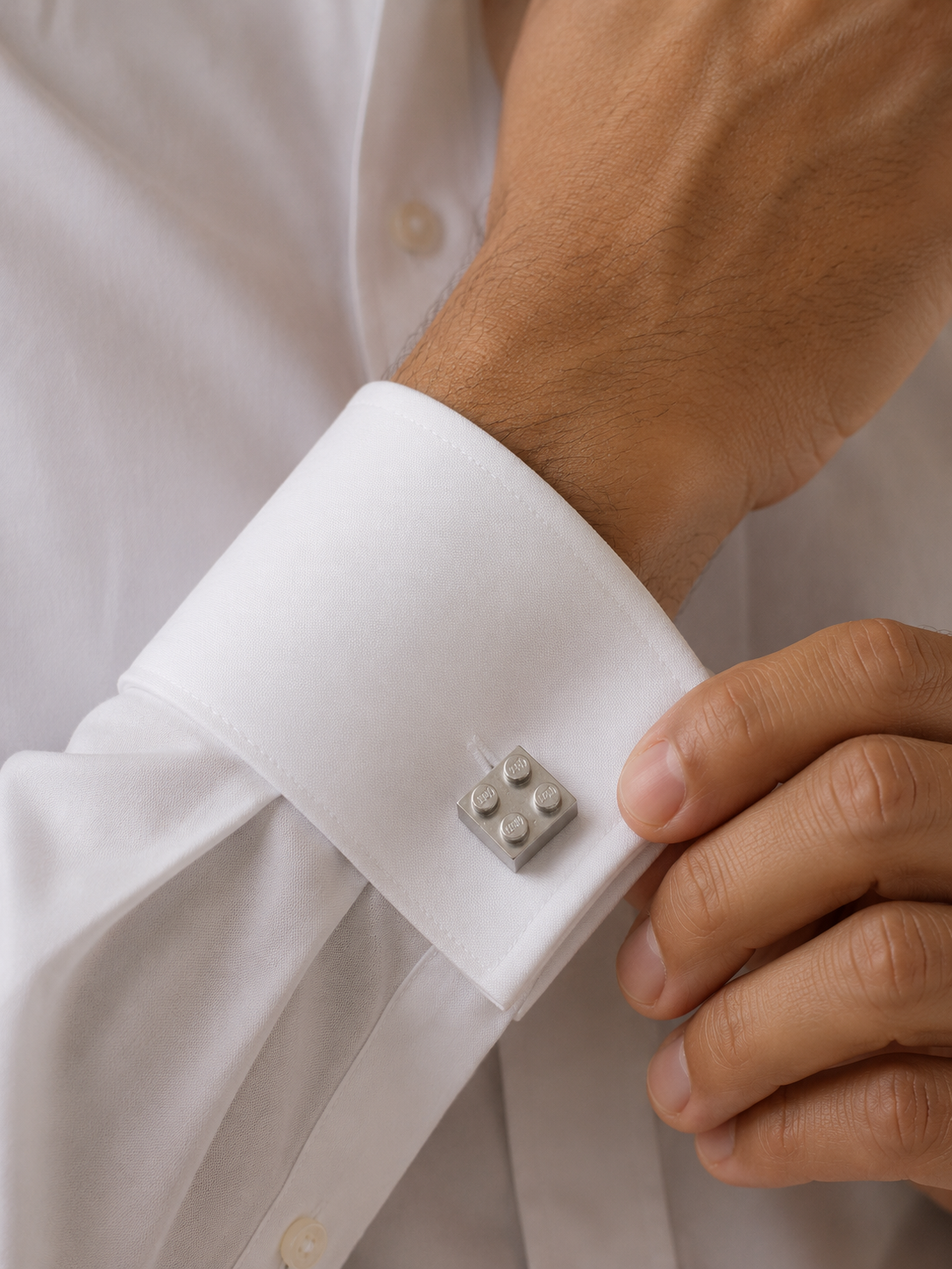 Handmade Solid Silver Lego Brick Cufflinks