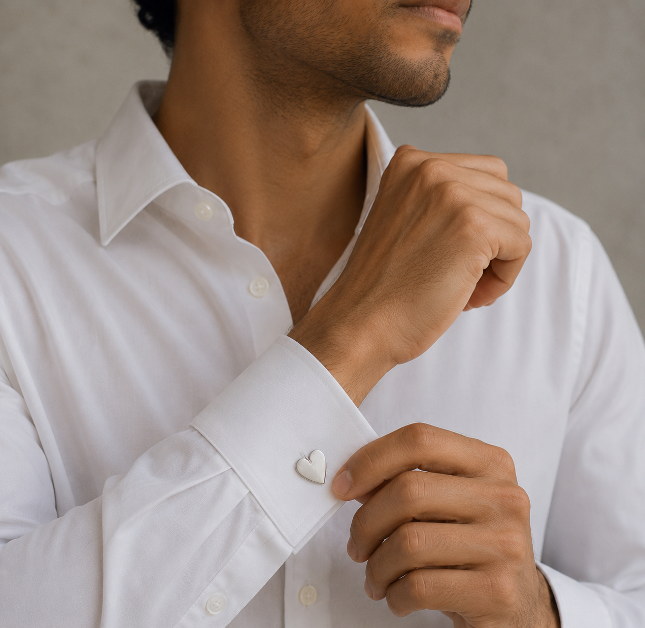 Handmade Solid Silver Heart Cufflinks