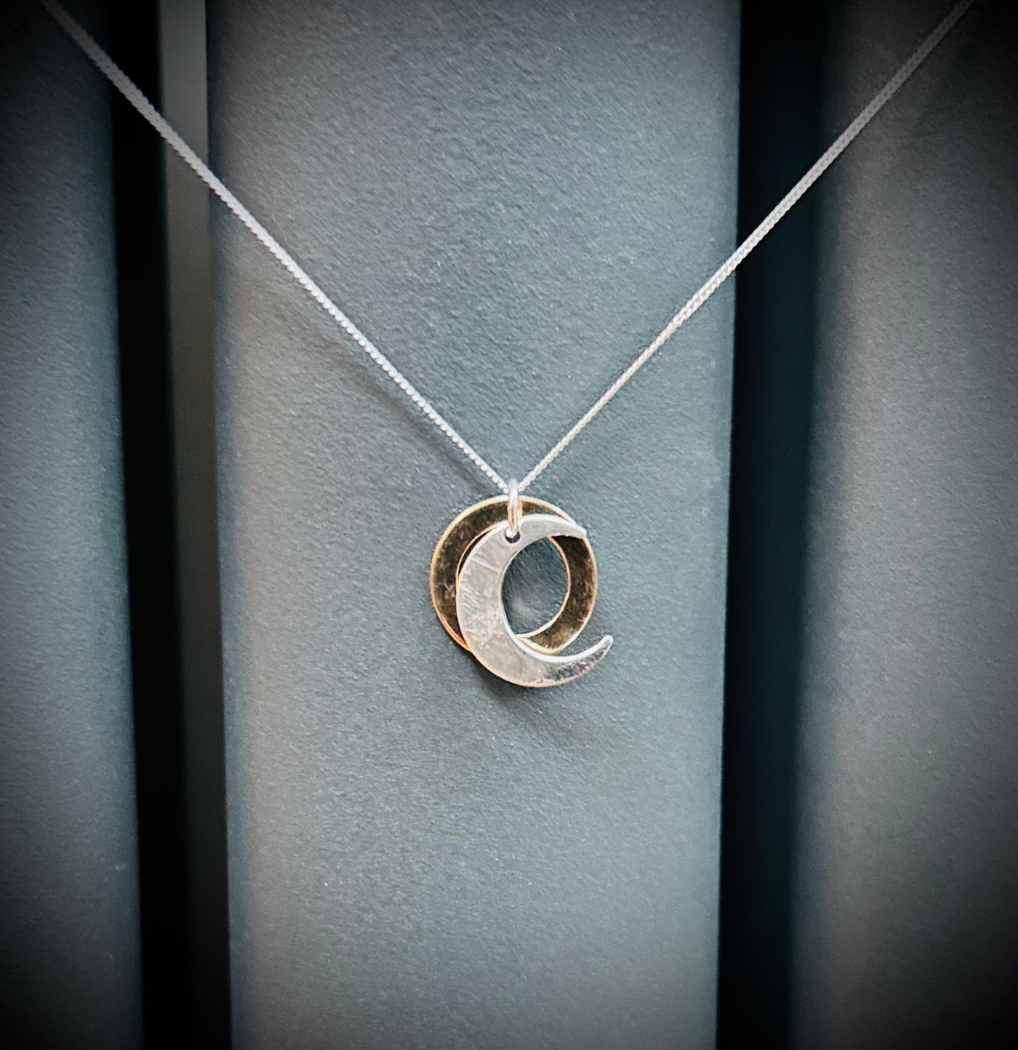 Silver moon & gold plated hoop sun and moon pendant