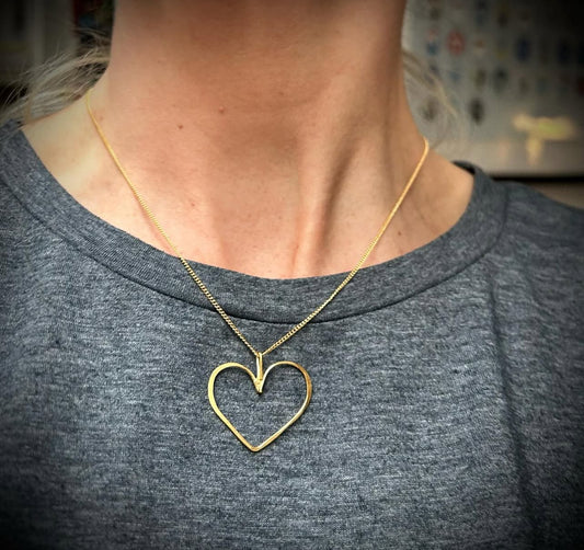 gold plated heart hoop pendant