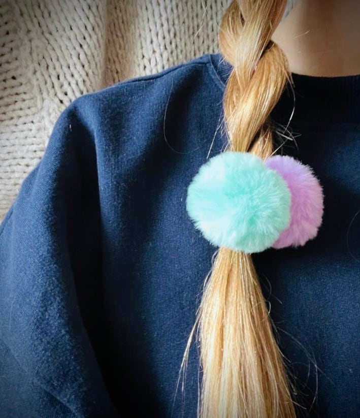 Set of 2 Hair Bobble Pompoms - Birthday Hair Band Accessories