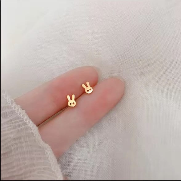 Silver and Gold Plated Tiny Bunny Rabbit Stud Earrings