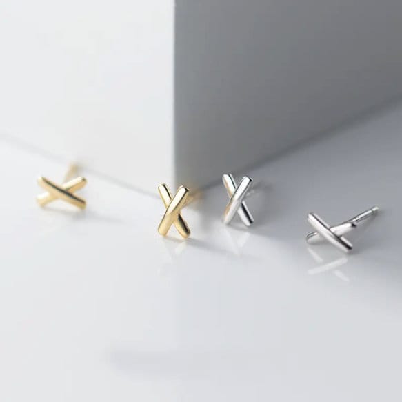 Silver and Gold Plated Tiny Kiss Stud Earrings