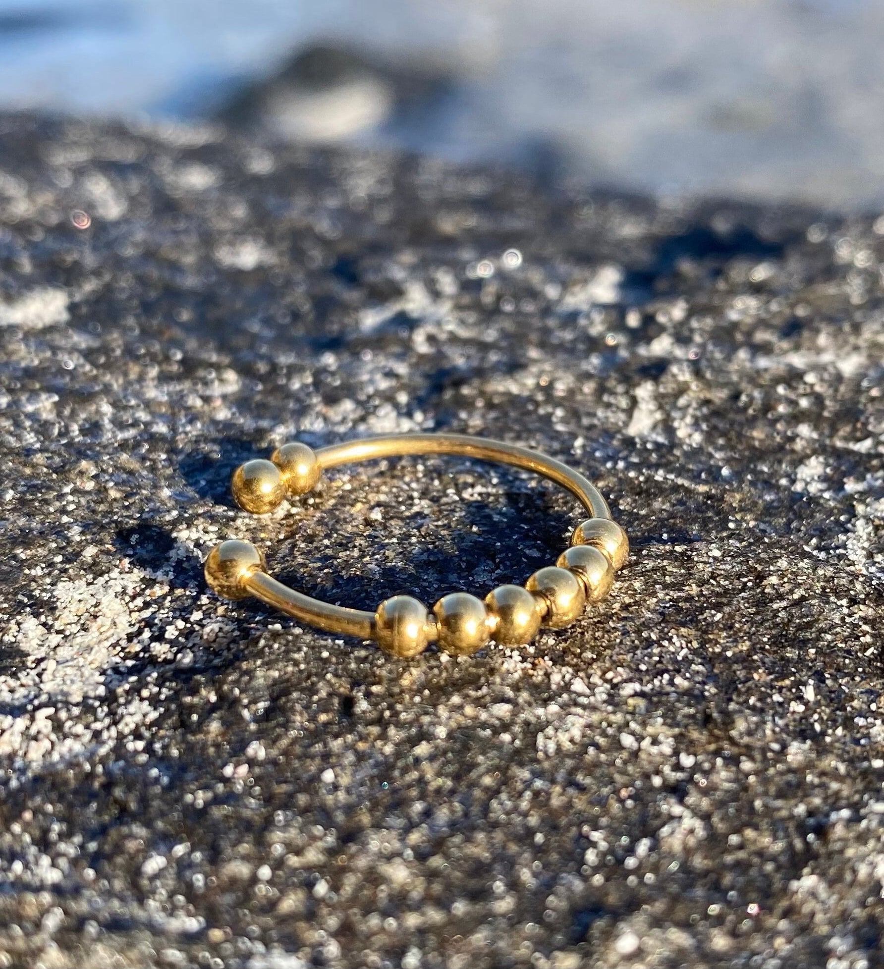 Anxiety Bead Fidget Ring - Silver