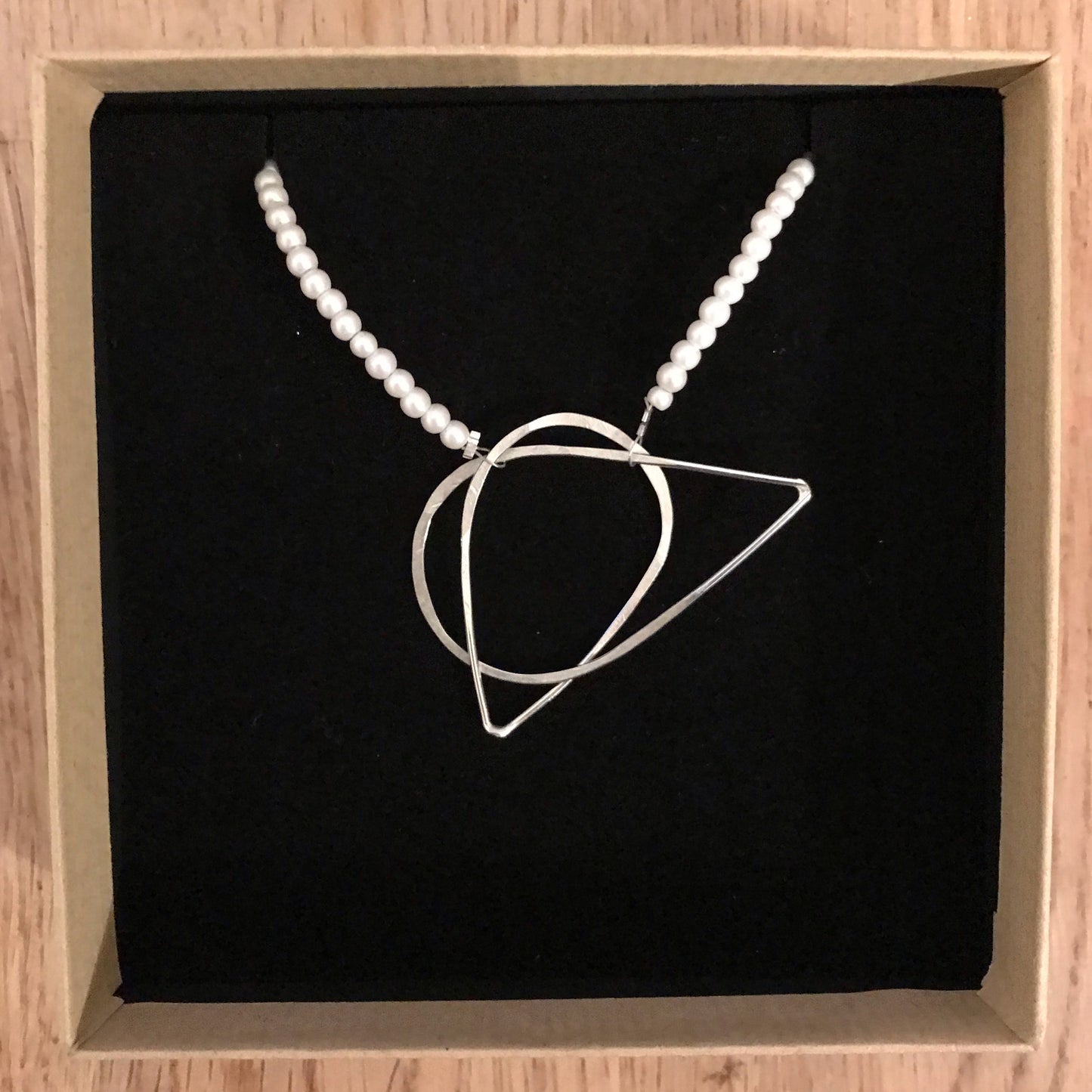 silver teardrop and pearl kinetic necklace