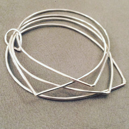 hammered silver teardrop bangle