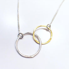 Load image into Gallery viewer, silver and gold plated hoop necklace