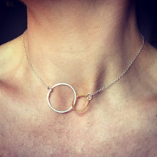Load image into Gallery viewer, silver and gold plated hoop necklace
