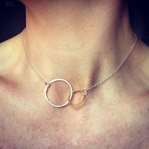 silver and gold plated hoop necklace