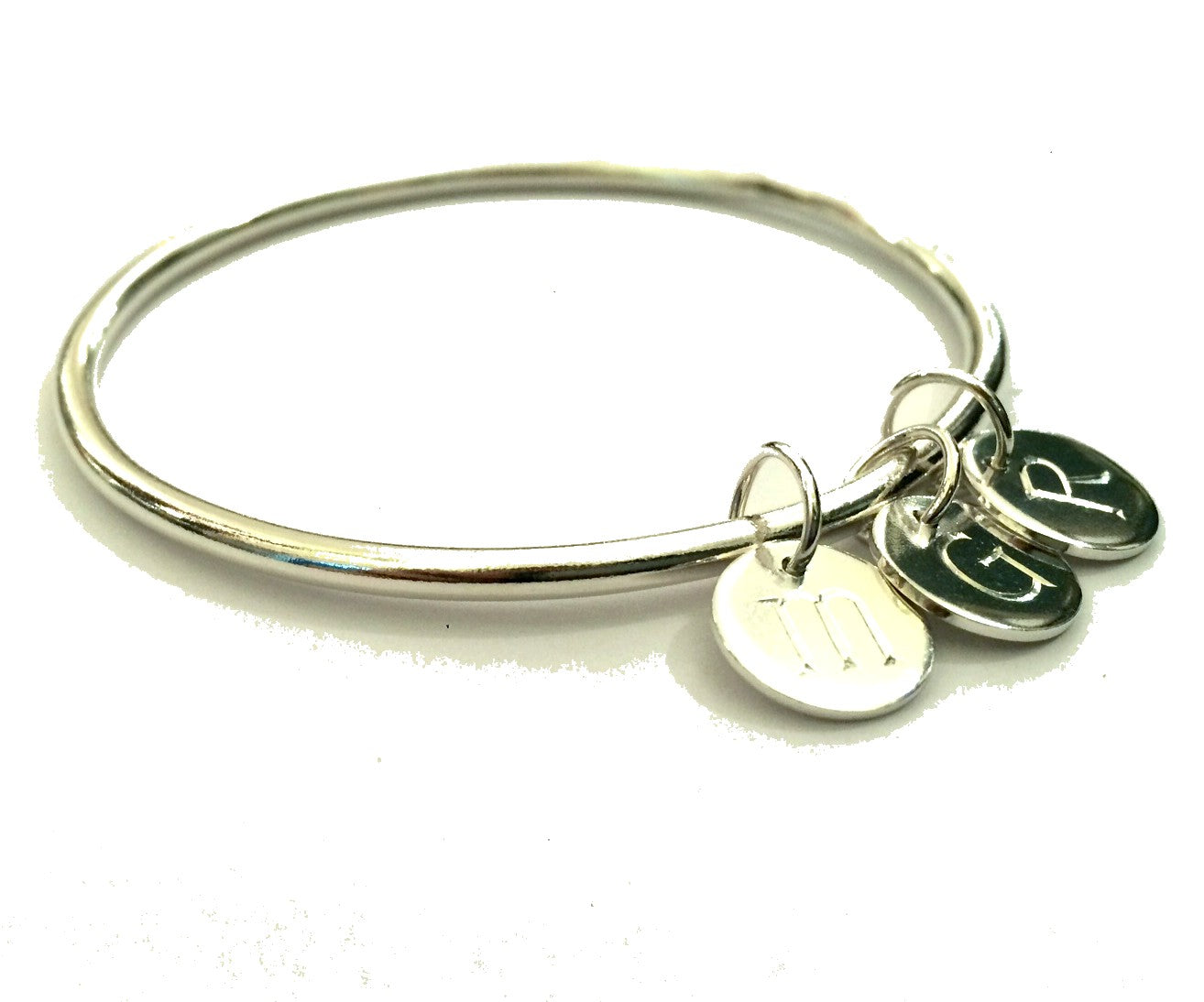 triple disc initial charm bangle