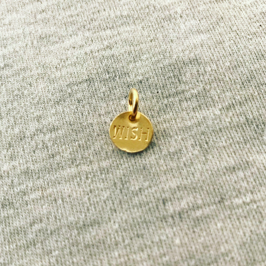 gold plated 'wish' disc charm