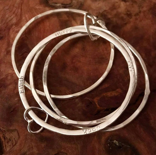 personalised multi bangle with heart charms