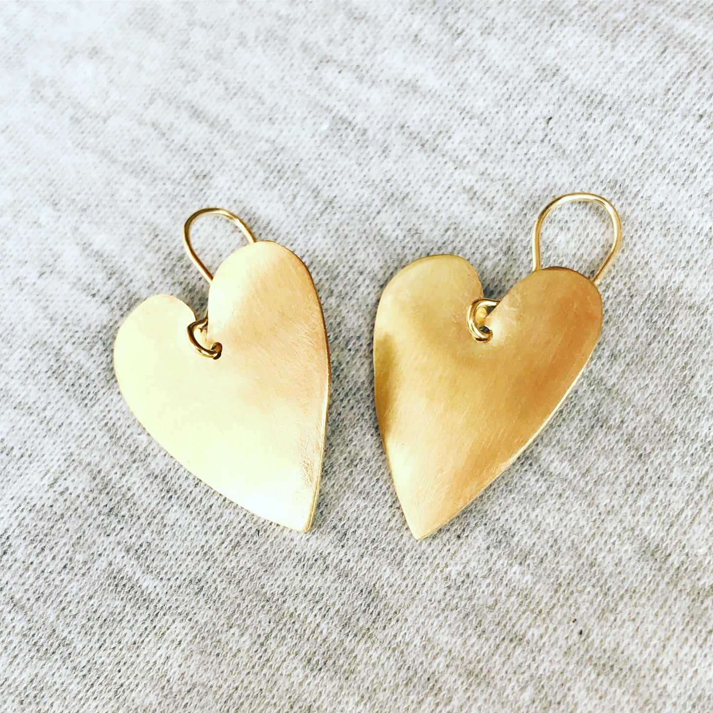 Gold Plated Smooth Heart Drop Earrings