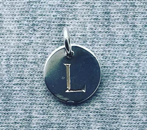 Silver initial disc - NO CHAIN