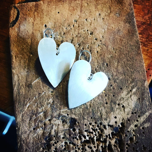 Matt Silver Heart earrings