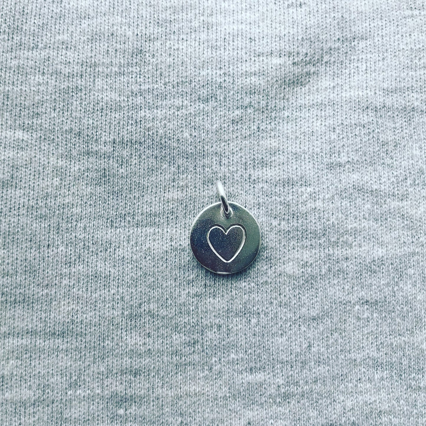silver 'heart' disc charm