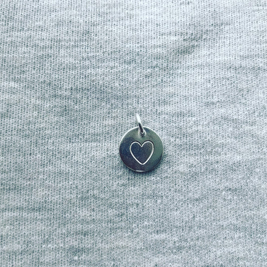 silver 'heart' disc charm