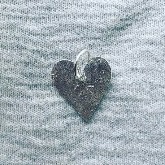 silver hammered heart charm