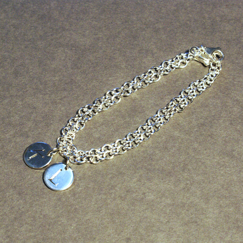 double disc initial charm bracelet