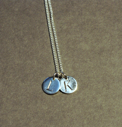 double disc initial charm pendant