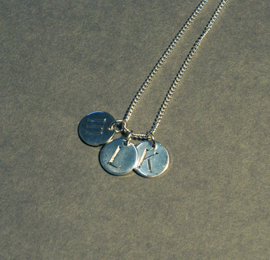 triple initial disc pendant