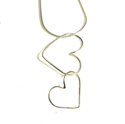 double heart hoop pendant