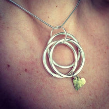 Load image into Gallery viewer, triple hoop and gold heart pendant