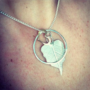 leaf, heart and hoop pendant