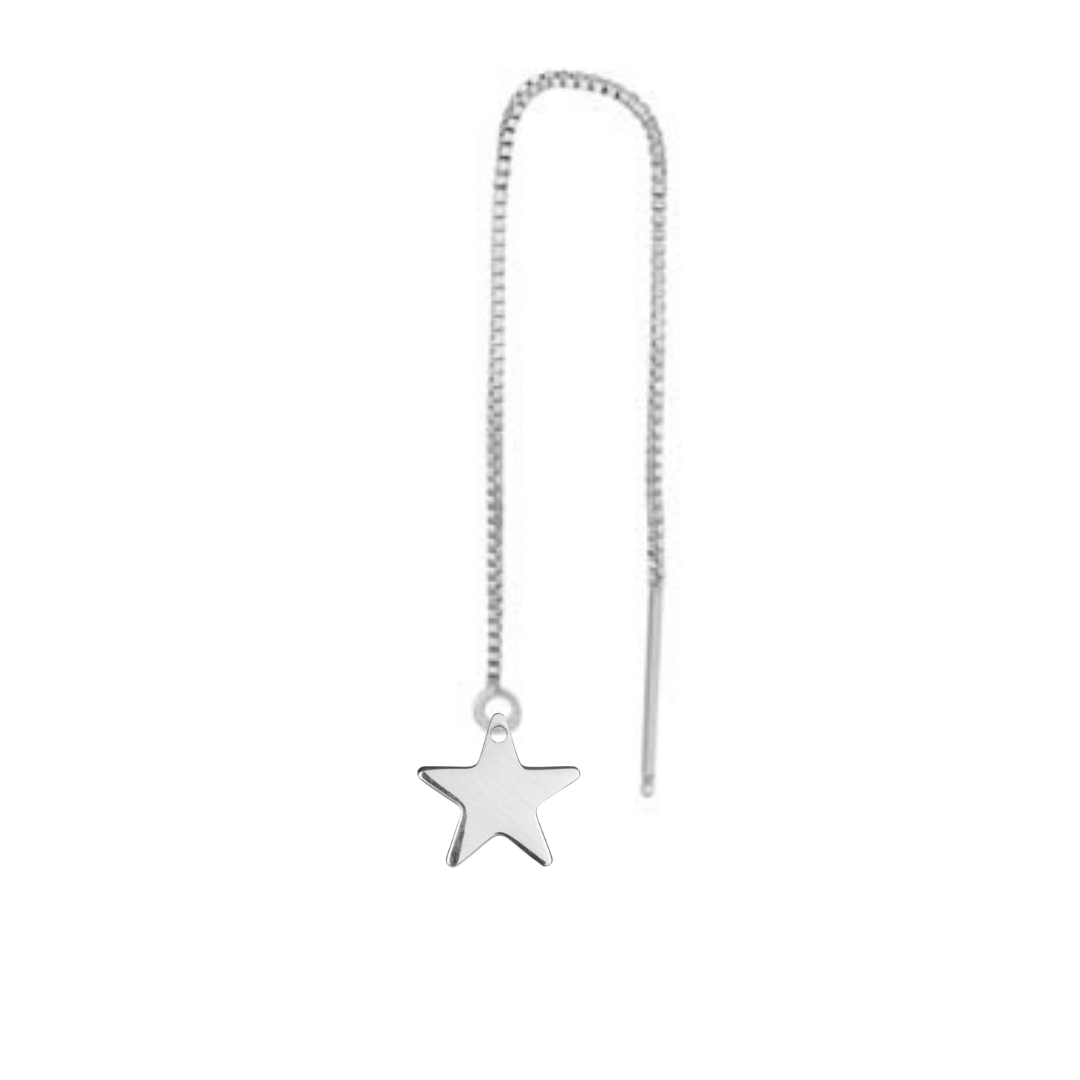 Silver star chain drop earrings