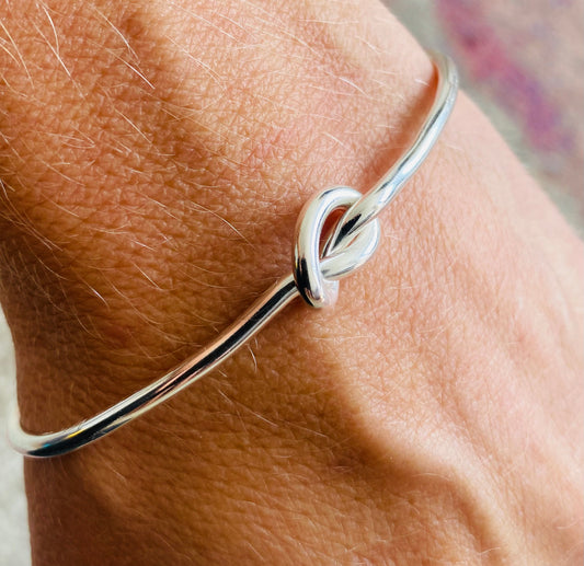 Solid silver knot cuff bangle