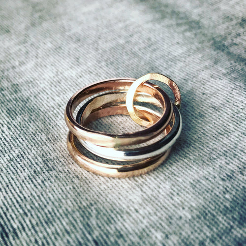 rose gold and silver stacked ring