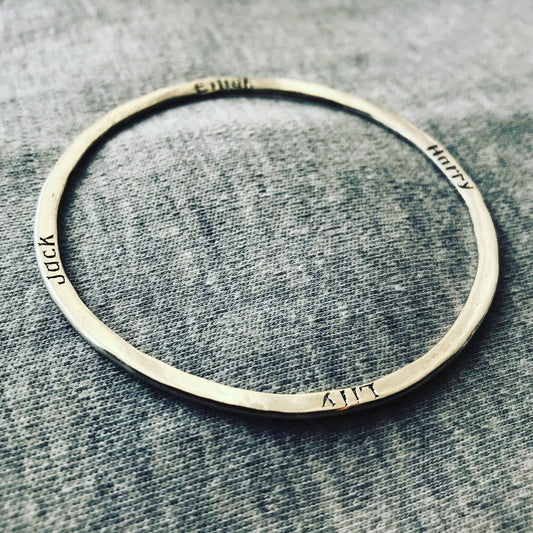 personalised silver bangle