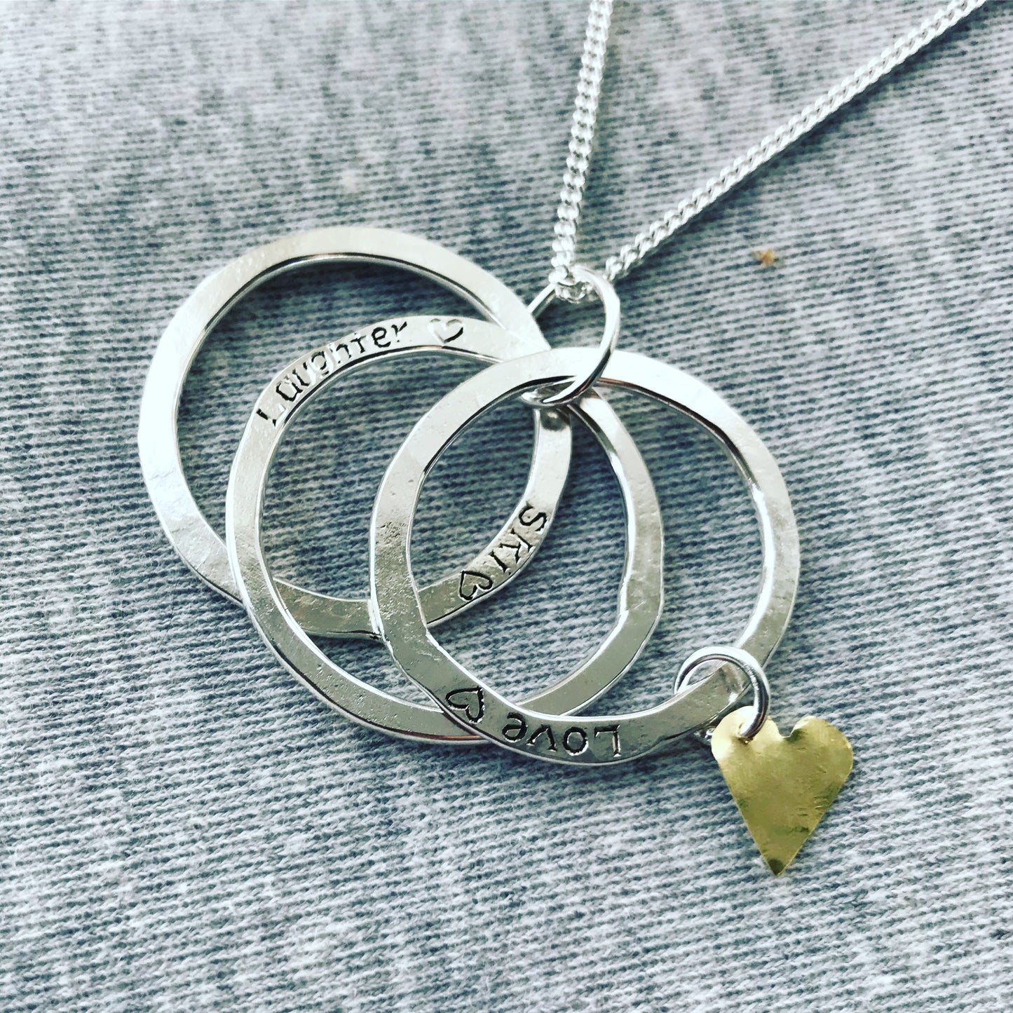 triple hoop and gold heart necklace